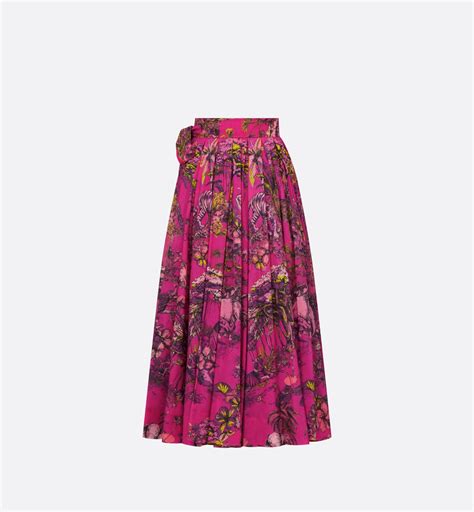 Long Wrap Skirt Pink Cotton Voile with Toile de Jouy Voyage 